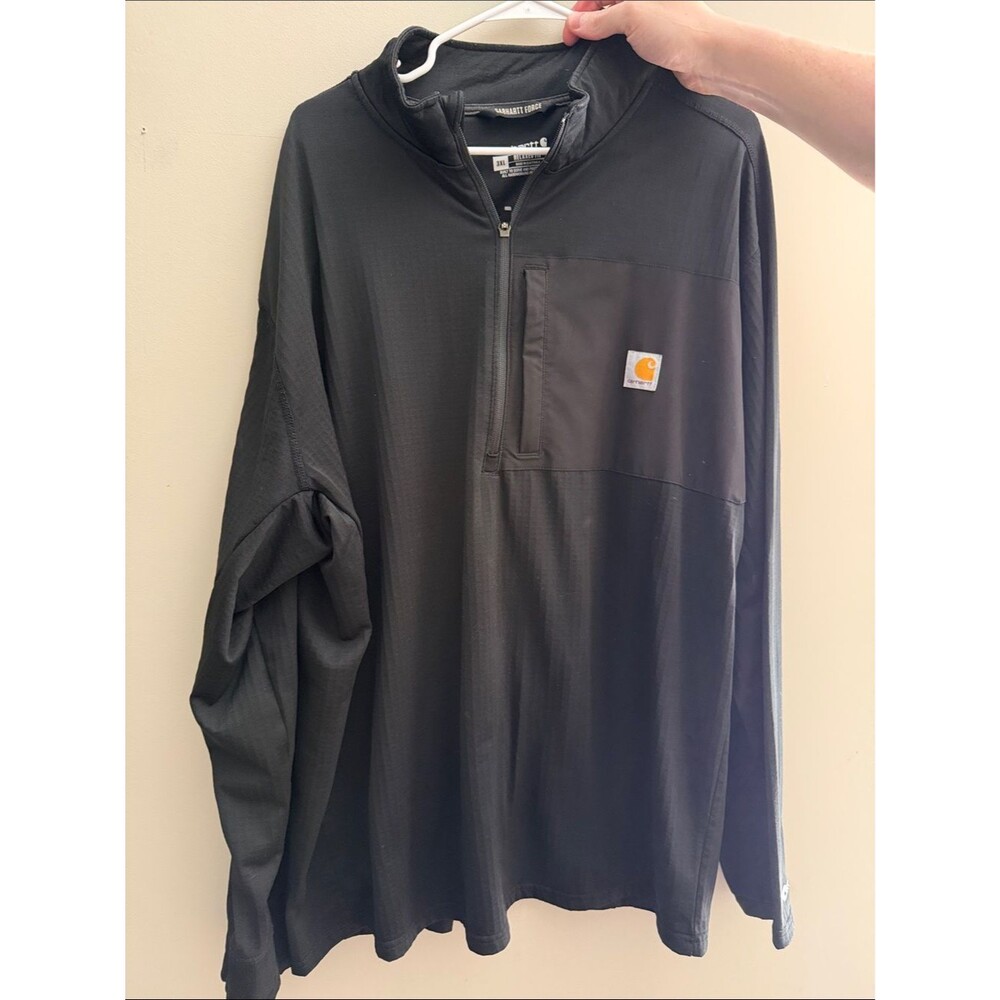 Carhartt Black Half-Zip Work Pullover with Chest Pocket